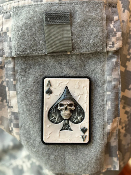 ACE OF SPADES GRIM REAPER DEATH CARD HAT PATCH SKULL PIN UP CARD DECK OD GREEN e ACE OF SPADES GRIM REAPER DEATH CARD HAT PATCH SKULL PIN UP CARD DECK OD GREEN e