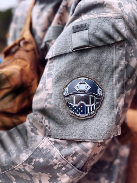 "In Valor There Is Hope" Thin Blue Line 3D PVC Morale Patch - BritKitUSA