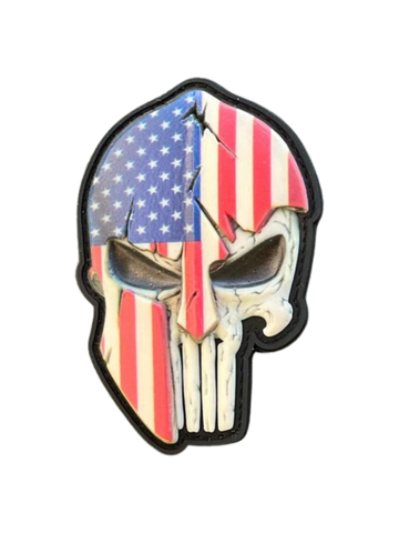 Patch PVC Skull Bandiera Americana - Morale Patch Tattica In Gomma 3D (9x5 Cm) - Foto 1