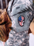 US Flag Spartan Skull PVC Morale Patch - Tactical Outfitters