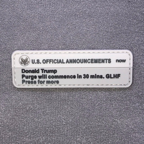 PRESIDENTIAL ALERT - PURGE - PVC MORALE PATCH - Tactical Outfitters