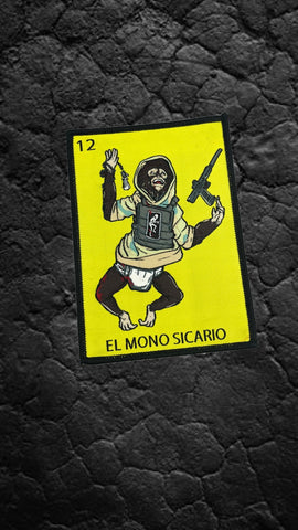 Ed’s Manifesto - Sneakreaper Industries - “El Mono Sicario” Loteria Style Morale Patch & Sticker - Tactical Outfitters